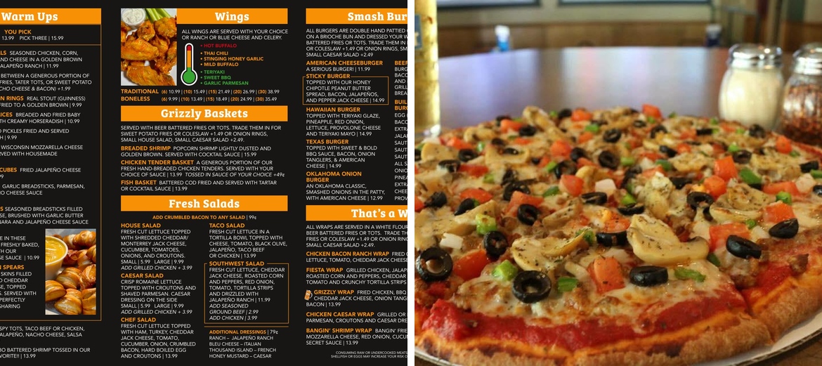 Bojak's Bar & Grille Menu