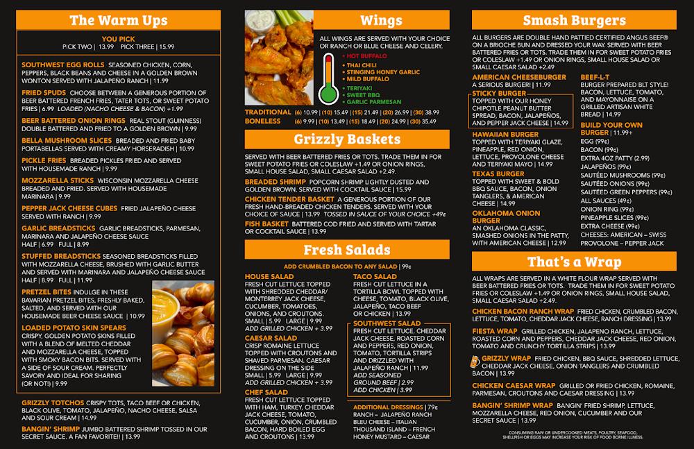 Bojak's Bar & Grille Menu image 1